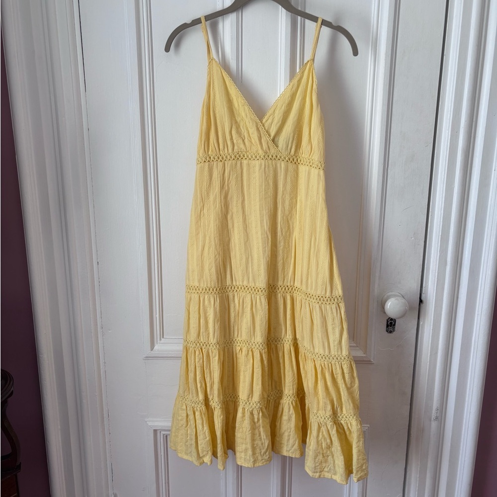 Vintage Urban Heritage Spaghetti Strap Tiered Lined Ruffled MIDI Dress Size L